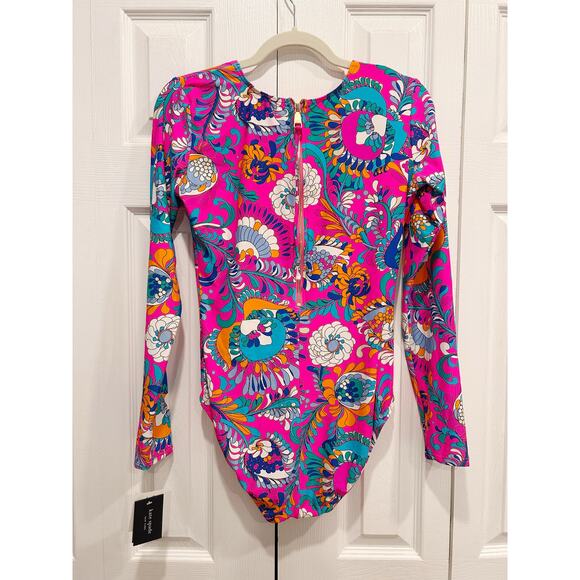 Kate Spade Pink Sea Garden Long Sleeve One Piece Rash Guard Swimsuit Size M NWT - Picture 3 of 8
